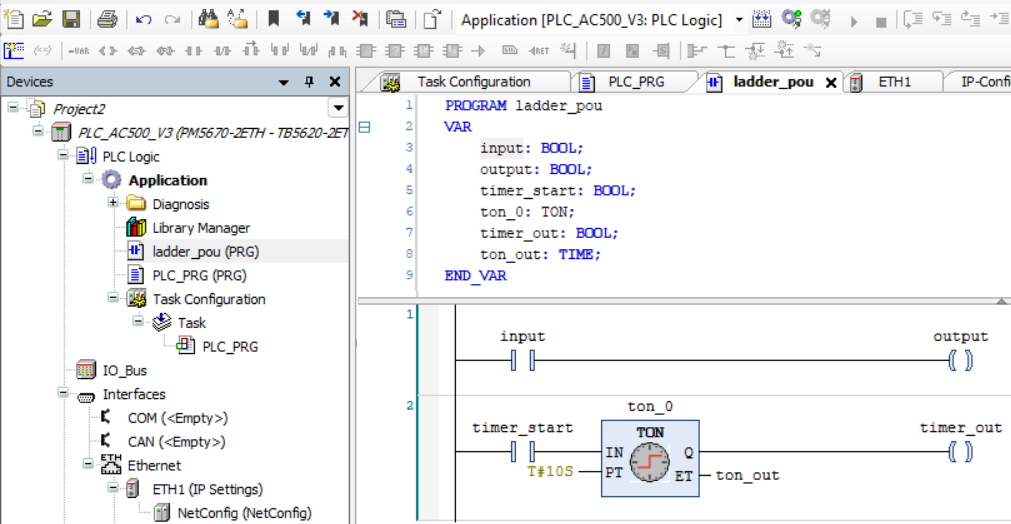 abb plc timer input and output parameter